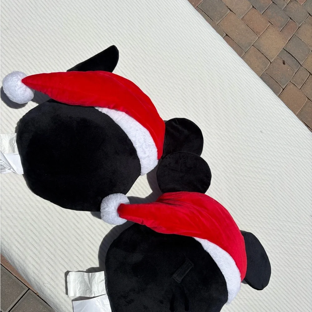 Disney Red, Black & White Mickey and Minnie Santa Plush Face Pillows